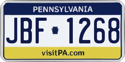 PA license plate JBF1268