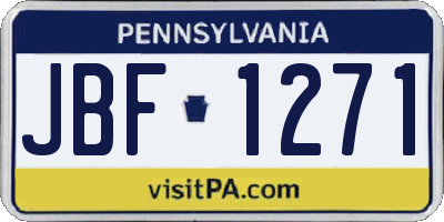 PA license plate JBF1271