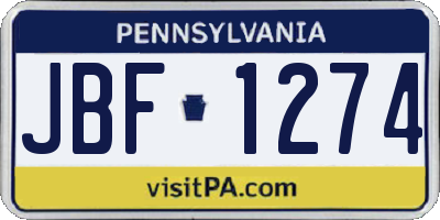 PA license plate JBF1274