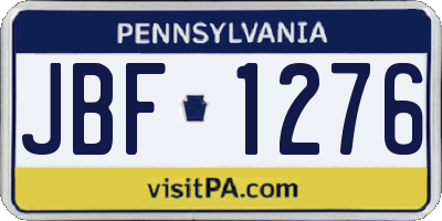 PA license plate JBF1276