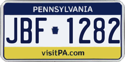 PA license plate JBF1282