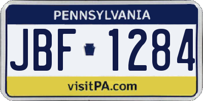 PA license plate JBF1284