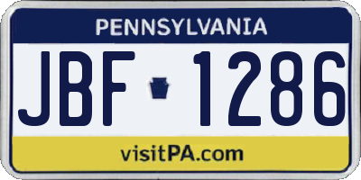 PA license plate JBF1286