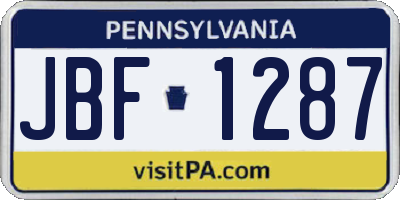 PA license plate JBF1287