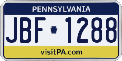 PA license plate JBF1288