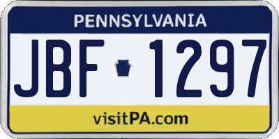 PA license plate JBF1297