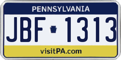 PA license plate JBF1313