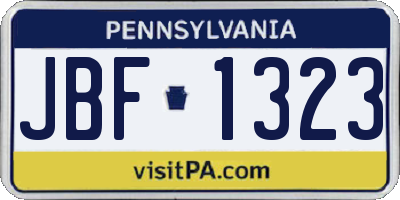 PA license plate JBF1323