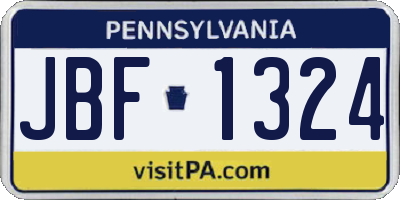 PA license plate JBF1324