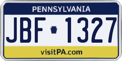 PA license plate JBF1327