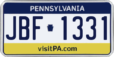 PA license plate JBF1331