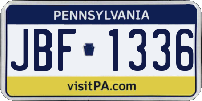 PA license plate JBF1336