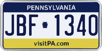 PA license plate JBF1340