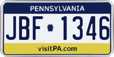 PA license plate JBF1346