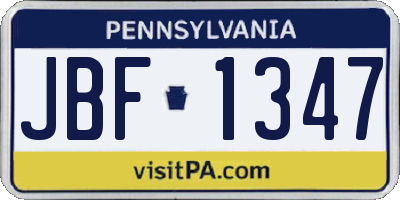 PA license plate JBF1347