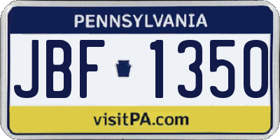 PA license plate JBF1350