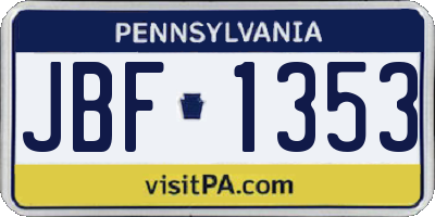 PA license plate JBF1353