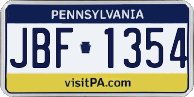 PA license plate JBF1354