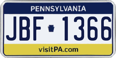 PA license plate JBF1366