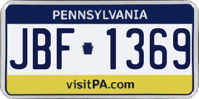 PA license plate JBF1369