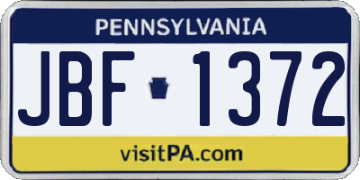 PA license plate JBF1372