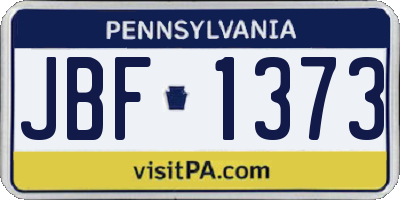 PA license plate JBF1373