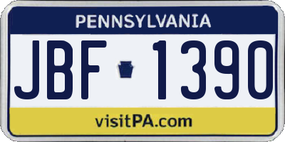 PA license plate JBF1390