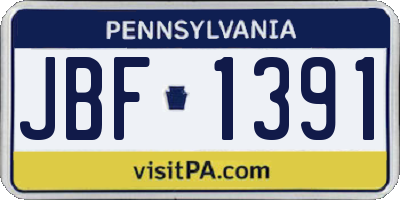 PA license plate JBF1391