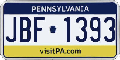 PA license plate JBF1393