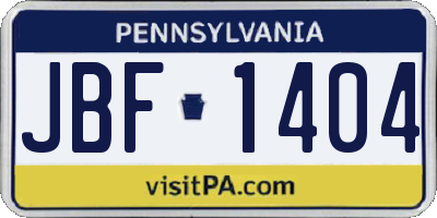 PA license plate JBF1404