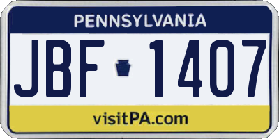 PA license plate JBF1407