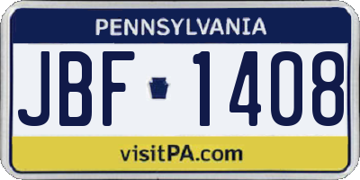 PA license plate JBF1408