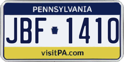 PA license plate JBF1410