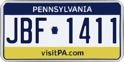 PA license plate JBF1411