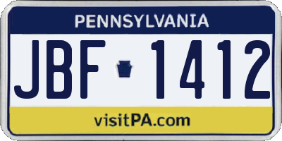 PA license plate JBF1412