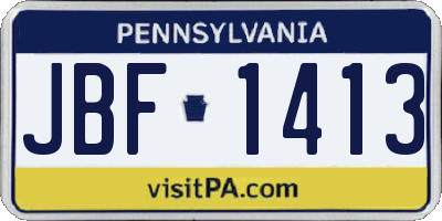 PA license plate JBF1413