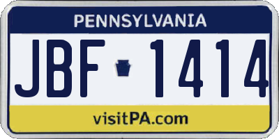 PA license plate JBF1414