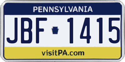 PA license plate JBF1415