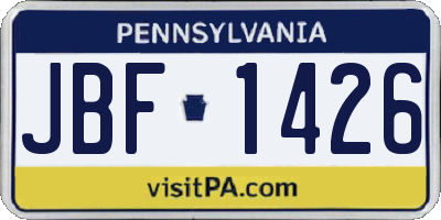 PA license plate JBF1426