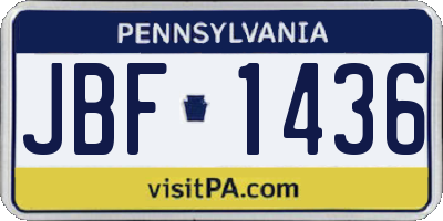 PA license plate JBF1436