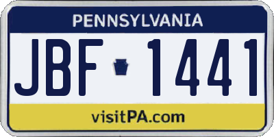 PA license plate JBF1441