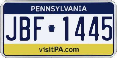 PA license plate JBF1445