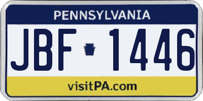 PA license plate JBF1446