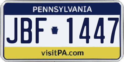 PA license plate JBF1447