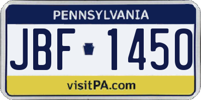 PA license plate JBF1450