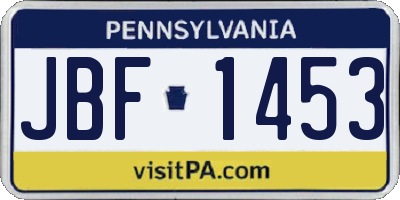 PA license plate JBF1453