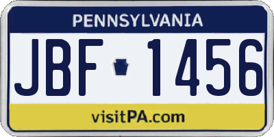 PA license plate JBF1456