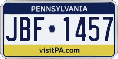 PA license plate JBF1457