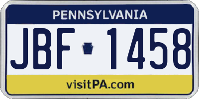 PA license plate JBF1458