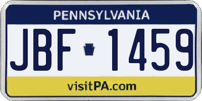 PA license plate JBF1459